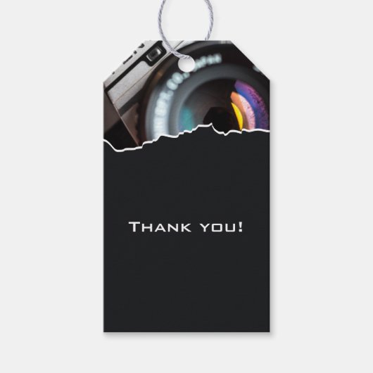 Fotograaf's Zwart & Wit Bedankt Cadeaulabel (Voorkant)