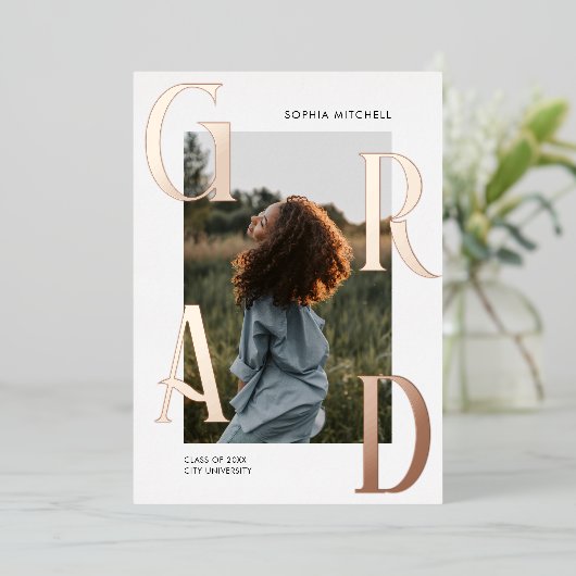 Fotogradatie Chic Party Folie Uitnodiging (Staand Voorkant)