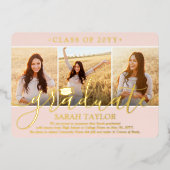 Fotogradatie Partij Elegant Blush Pink & Gold Folie Uitnodiging (Voorkant)
