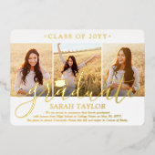 Fotogradatie Partij Elegant White en Gold Folie Uitnodiging (Voorkant)