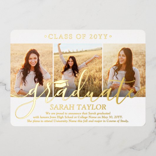 Fotogradatie Partij Elegant White en Gold Folie Uitnodiging (Voorkant)