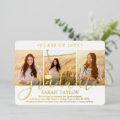 Fotogradatie Partij Elegant White en Gold Folie Uitnodiging (Staand Voorkant)