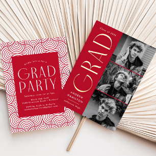 Fotogradatie Partij voor Red and Gold Foil 3 Folie Uitnodiging
