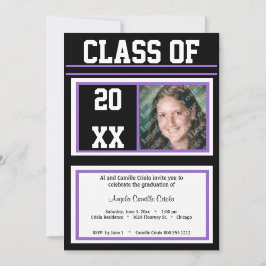 Fotogradatie van de zwarte en Paarse klasse Kaart (Voorkant)