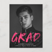 Fotogradatie van Hot Pink Verf Splatter Uitnodiging Briefkaart (Voorkant)