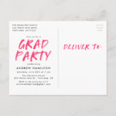 Fotogradatie van Hot Pink Verf Splatter Uitnodiging Briefkaart (Achterkant)