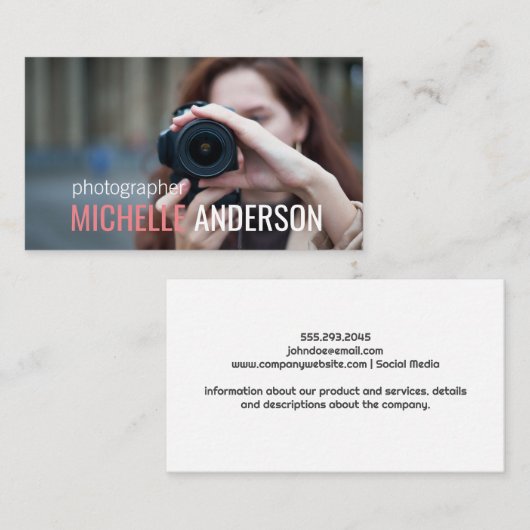 Fotografe fotograaf Holding Camera Visitekaartje (Voorkant / Achterkant)
