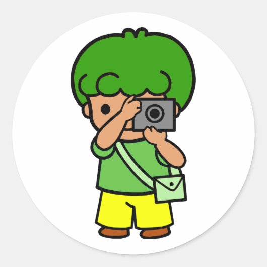 fotografe-jongen ronde sticker (Voorkant)