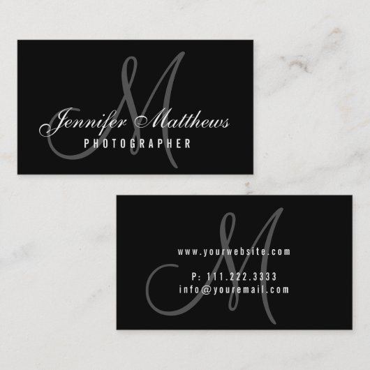 Fotografe minimalistische legante scriptfotografie visitekaartje (Voorkant / Achterkant)