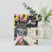 Fotografe vrouw grunge mixed media collage briefkaart (Staand voorkant)