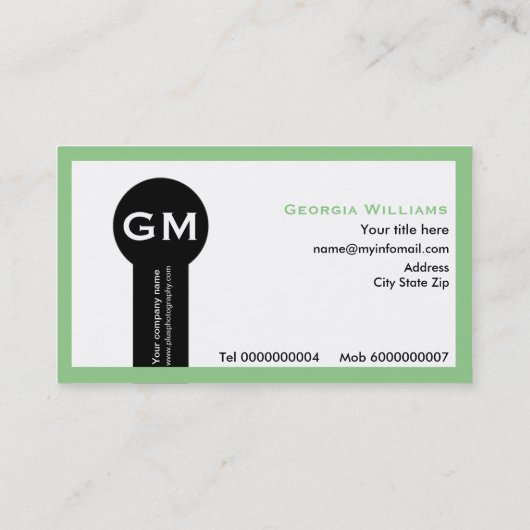 Fotografe vrouwelijke visitekaartjes groen (Achterkant)