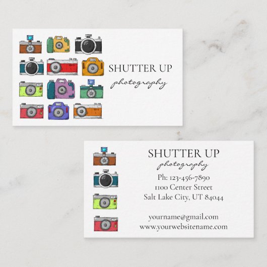 Fotografe Waterverf camera's Visitekaartje (Voorkant / Achterkant)