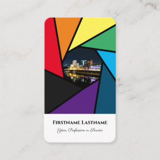Fotografen regenboogkleuren DSLR-cameralenzen Visitekaartje