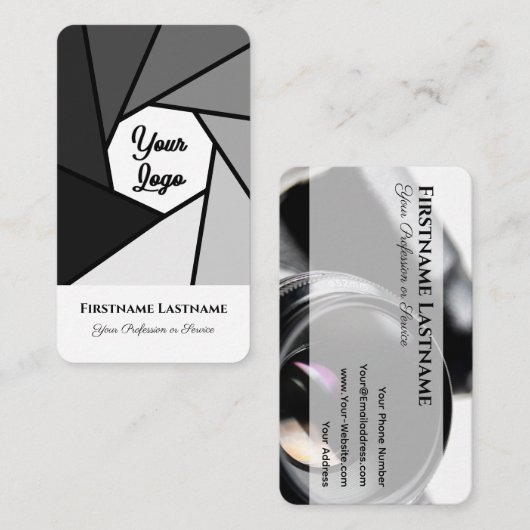 Fotografen zwart-wit DSLR Camera lenzen Visitekaartje (Voorkant / Achterkant)