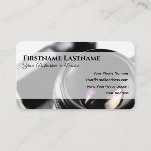 Fotografen zwart-wit DSLR Camera lenzen Visitekaartje (Achterkant)