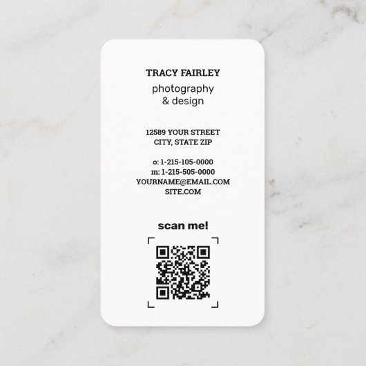 Fotografie Aangepaste QR Visitekaartje (Achterkant)