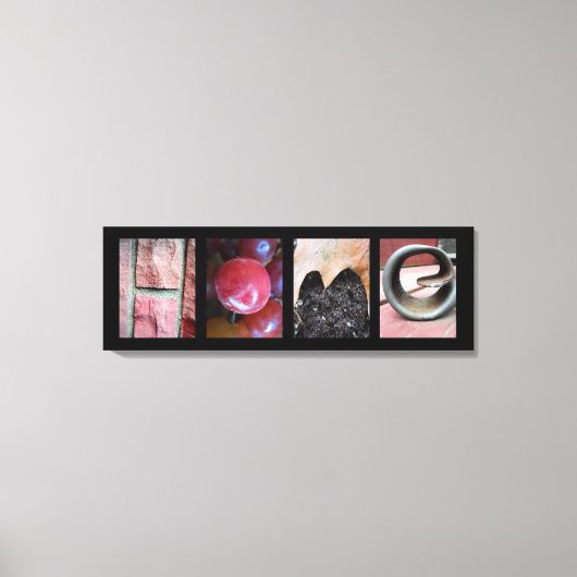 Fotografie alfabet Collage, HOME Letter Word Art Canvas Afdruk (Voorkant)