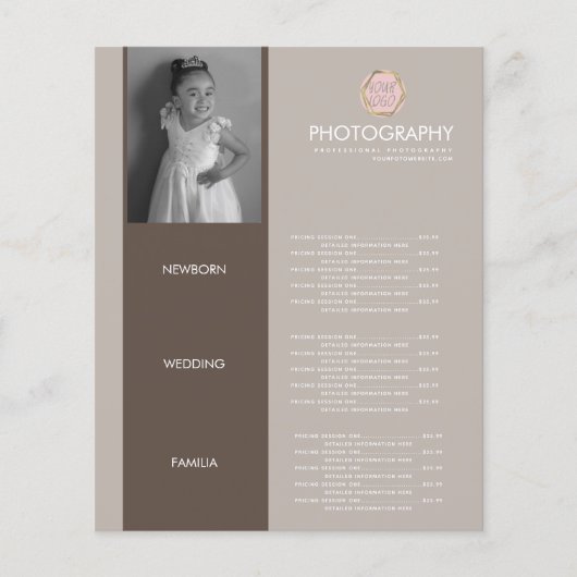 Fotografie Bedrijf Je Logo Earthy Menu (Voorkant)