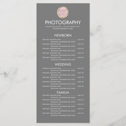 Fotografie Bedrijf Uw Logo Grijs Menu (Voorkant)
