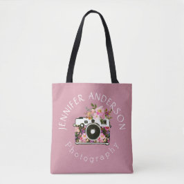Fotografie Bedrijfsnaam Floral camera Tote Bag