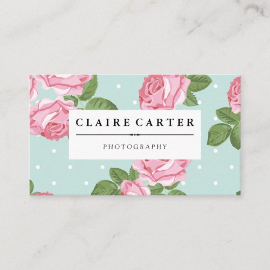 Fotografie Bloemen Rozen en Stippen Visitekaartje (Voorkant)