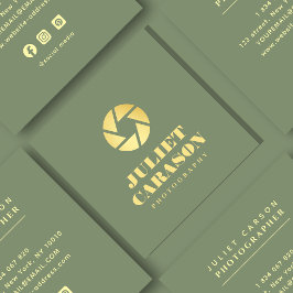 Fotografie Bold Typografie Sage Green en Gold Vierkante Visitekaartje