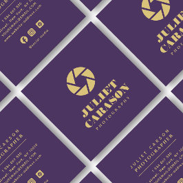 Fotografie Bold Typography Royal Paarse Vierkante Visitekaartje