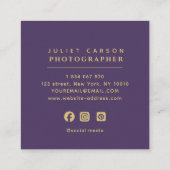 Fotografie Bold Typography Royal Paarse Vierkante Visitekaartje (Achterkant)