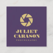 Fotografie Bold Typography Royal Paarse Vierkante Visitekaartje (Voorkant)