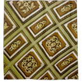 Fotografie bruin en groen architecturaal plafond douchegordijn (Voorkant)