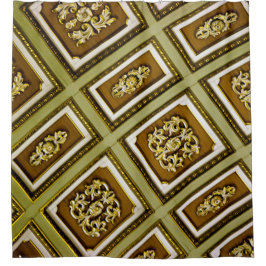 Fotografie bruin en groen architecturaal plafond douchegordijn