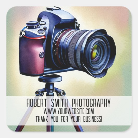 Fotografie Business Dank u Vierkante Sticker (Voorkant)