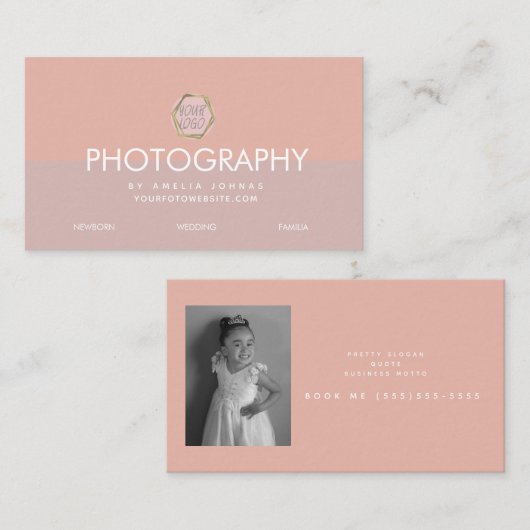 Fotografie Business Pink Blush Colorblock Visitekaartje (Voorkant / Achterkant)