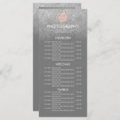 Fotografie Business Silver Glitter Grey Logo  Menu (Voorkant / Achterkant)