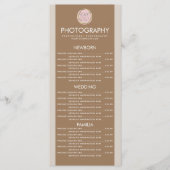 Fotografie Business Uw Logo Earth Tone Menu (Voorkant)