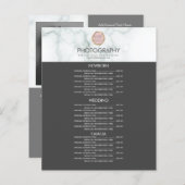 Fotografie Business Uw Logo grijs marmer-menu (Voorkant / Achterkant)