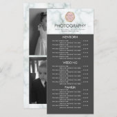 Fotografie Business Uw Logo grijs marmer-menu Menu (Voorkant / Achterkant)