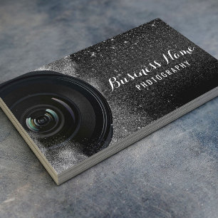Fotografie Camera Black Glitter Visitekaartje