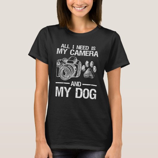 Fotografie camera en hond t-shirt (Voorkant)
