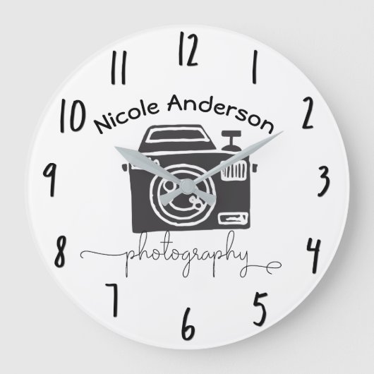 Fotografie Camera Modern Minimaal Logo Grafisch Grote Klok (Voorkant)