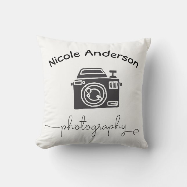 Fotografie Camera Modern Minimaal Logo Grafisch Kussen (Voorkant)