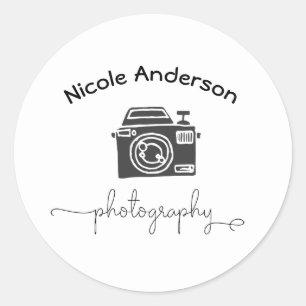 Fotografie Camera Modern Minimaal Logo Ronde Sticker