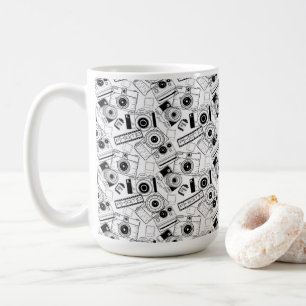 Fotografie camera's in zwart-wit koffiemok
