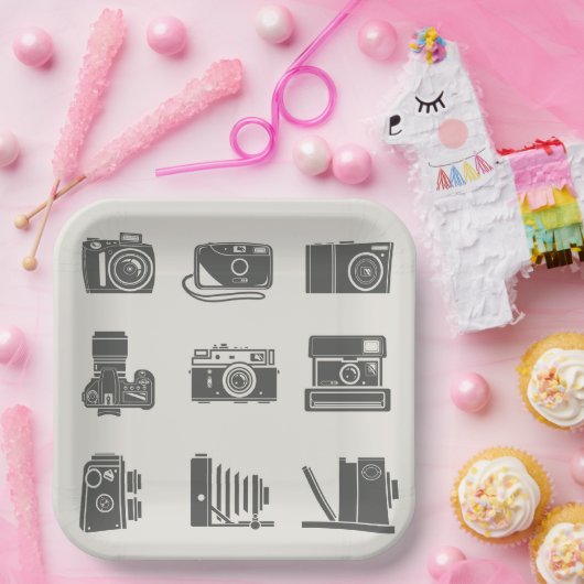  fotografie camera's papieren bordje (Feest)