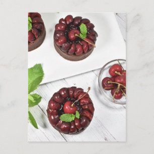 Fotografie Chocolade Cherry Tartlets Briefkaart