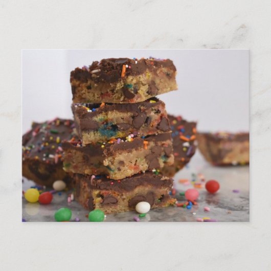 Fotografie Chocolade Chip Cookie Bars Briefkaart (Voorkant)