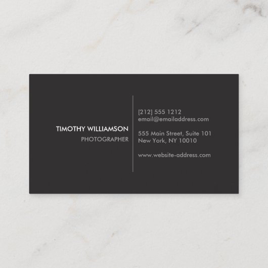 FOTOGRAFIE CIRKELS PATROON IN ZWART (Horizontaal) Visitekaartje (Achterkant)