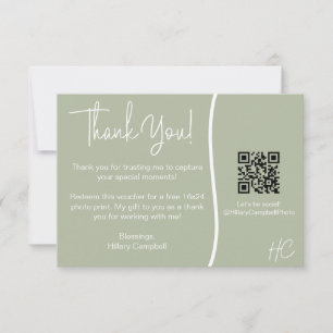 Fotografie Client Dank u Fotovoucher QR-code Bedankkaart