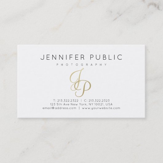 Fotografie Elegant fotograaf Gold Monogram Visitekaartje (Voorkant)