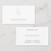 Fotografie Elegant Monogram Plain Gold Text Cool Visitekaartje (Voorkant / Achterkant)